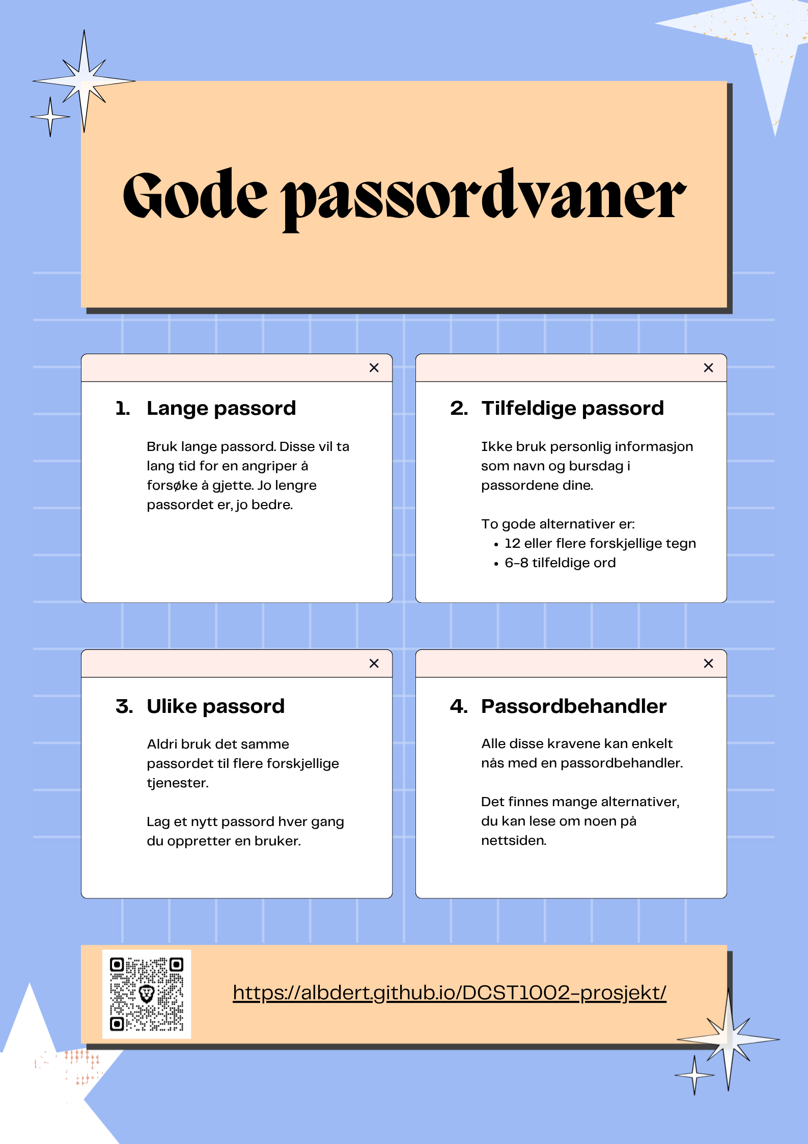 Poster: gode passordvaner